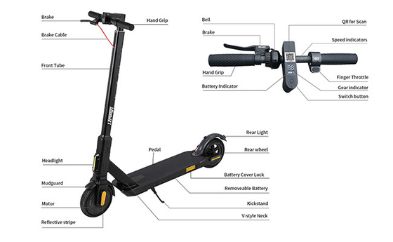 La couleur noire a partagé le scooter électrique 8,5&quot; taille de pneu avec la batterie démontable puissante