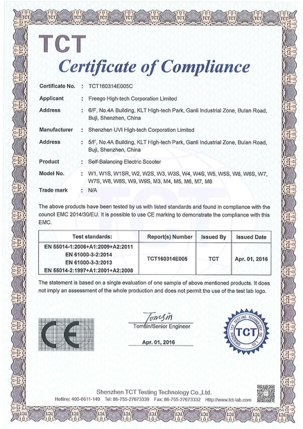 Chine Freego High-Tech Corporation Limited Co., Ltd. certifications