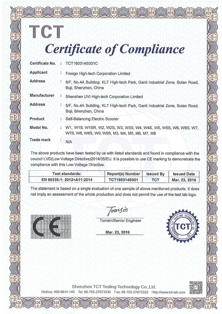 Chine Freego High-Tech Corporation Limited Co., Ltd. certifications